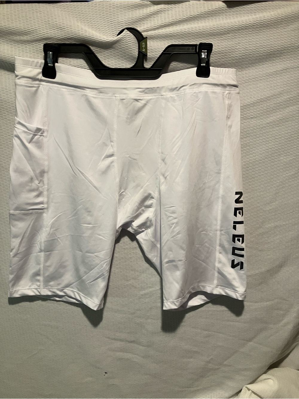 White Neleus Men's Athletic Performance Shorts with Side Pocket - Picture 12 of 12